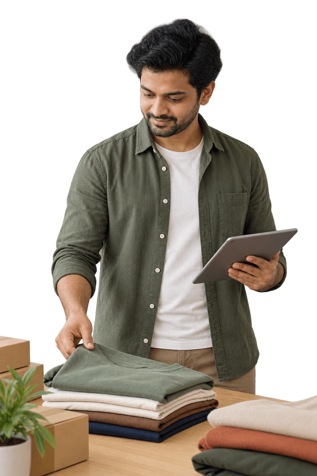 Indian Shopify merchant reviewing apparel and store activity